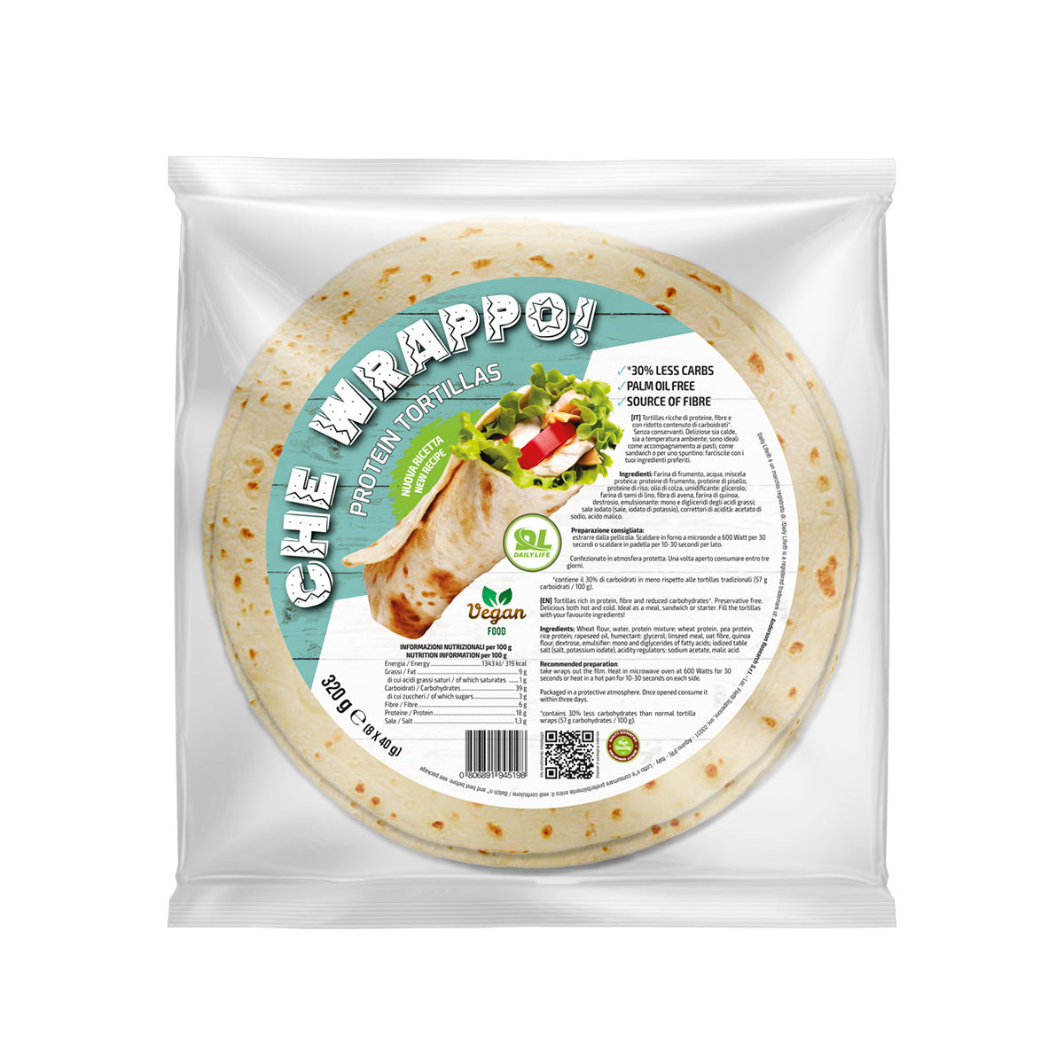 Wrappo Riceland DAILY LIFE | Wrappo! Protein Tortillas 8x40g 320g – Bodissimo